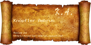 Knöpfler Ambrus névjegykártya